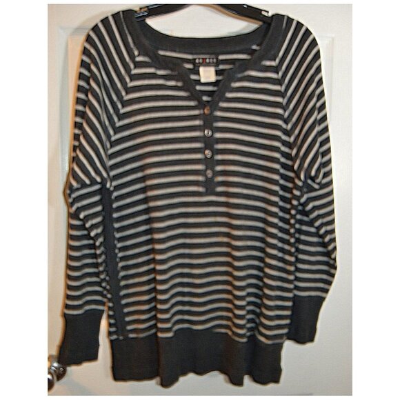 Axcess Blouse Long Sleeve Pullover Top Shirt Navy w/ White Stripe Size L (14-16) - Picture 1 of 4